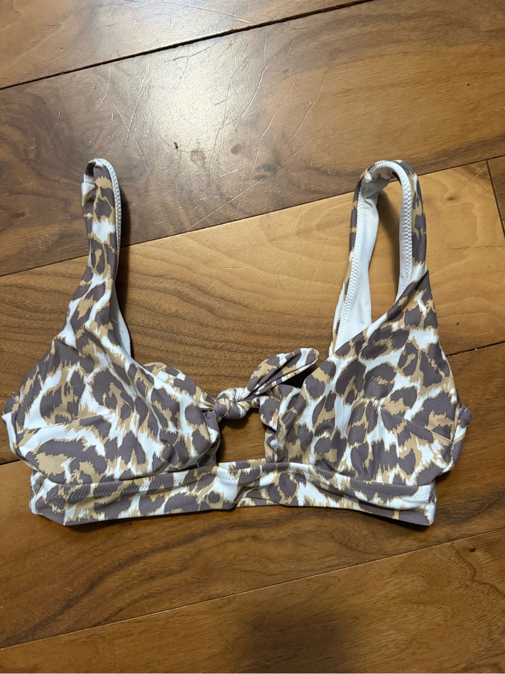 Leopard-Print Aerie Scoop Bikini Top